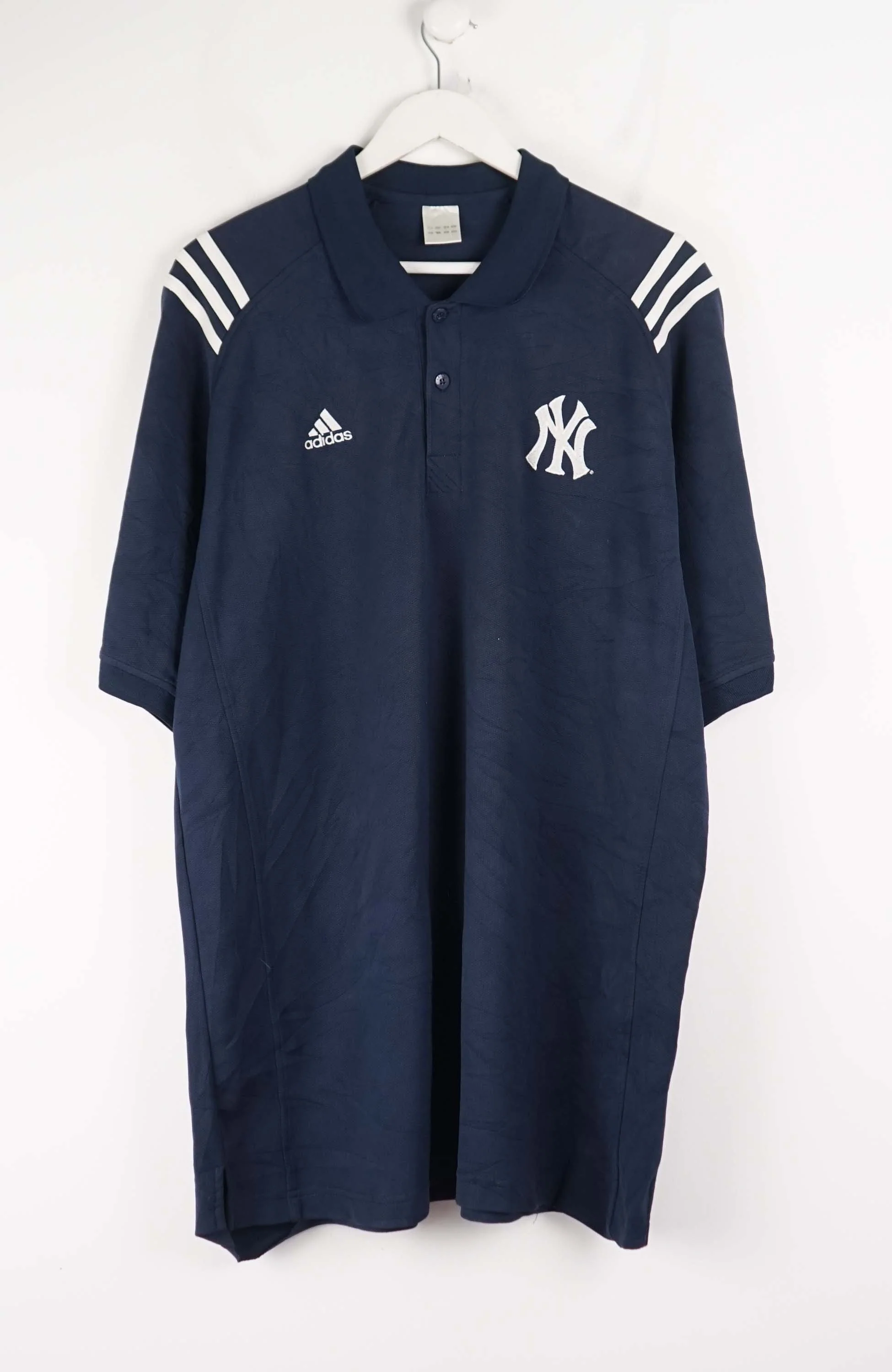 VINTAGE ADIDAS NEW YORK YANKEES JERSEY POLO SHIRT (XL)