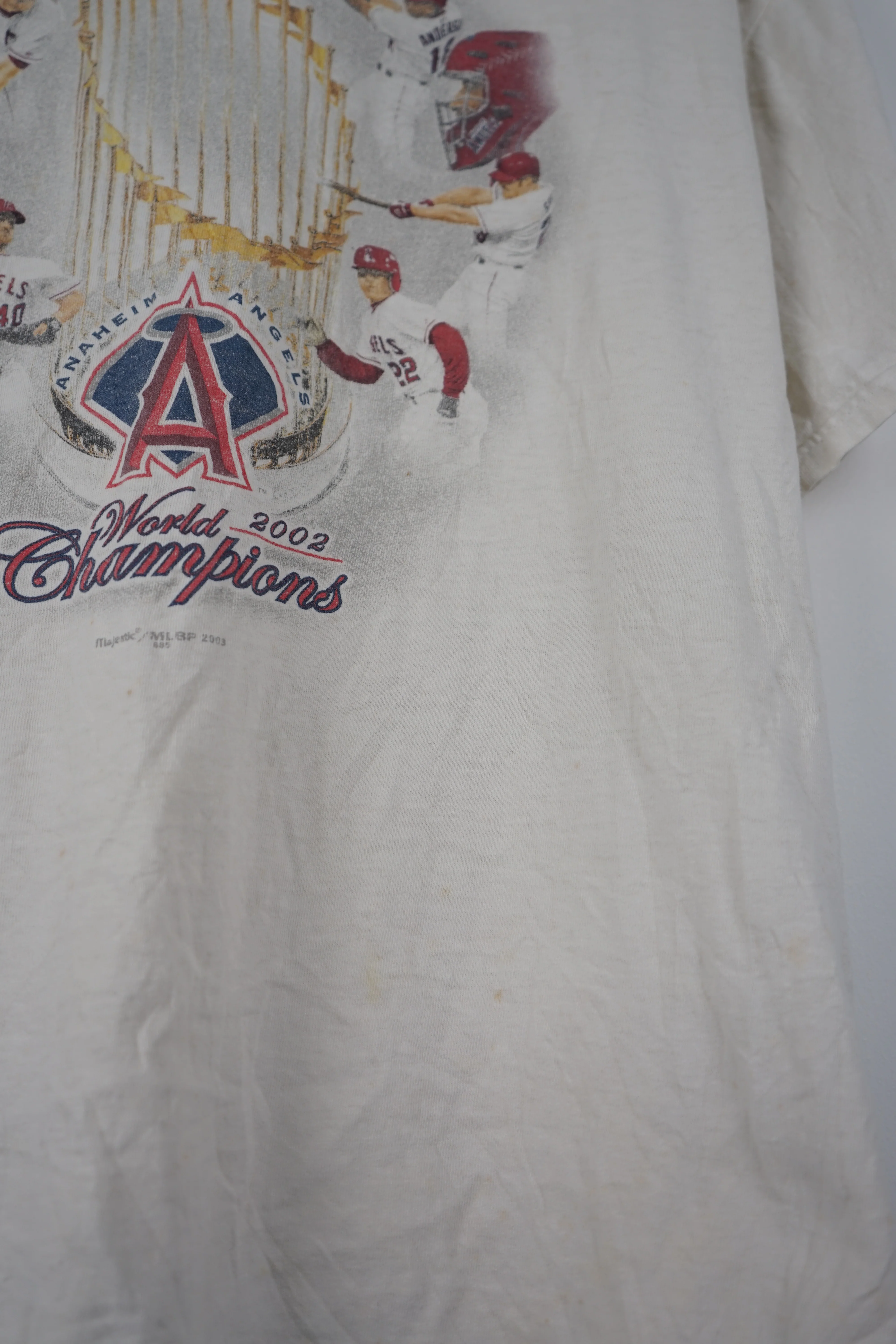 VINTAGE ANAHEIM ANGELS WORLD 2002 CHAMPIONS T-SHIRT (L) - Image 2