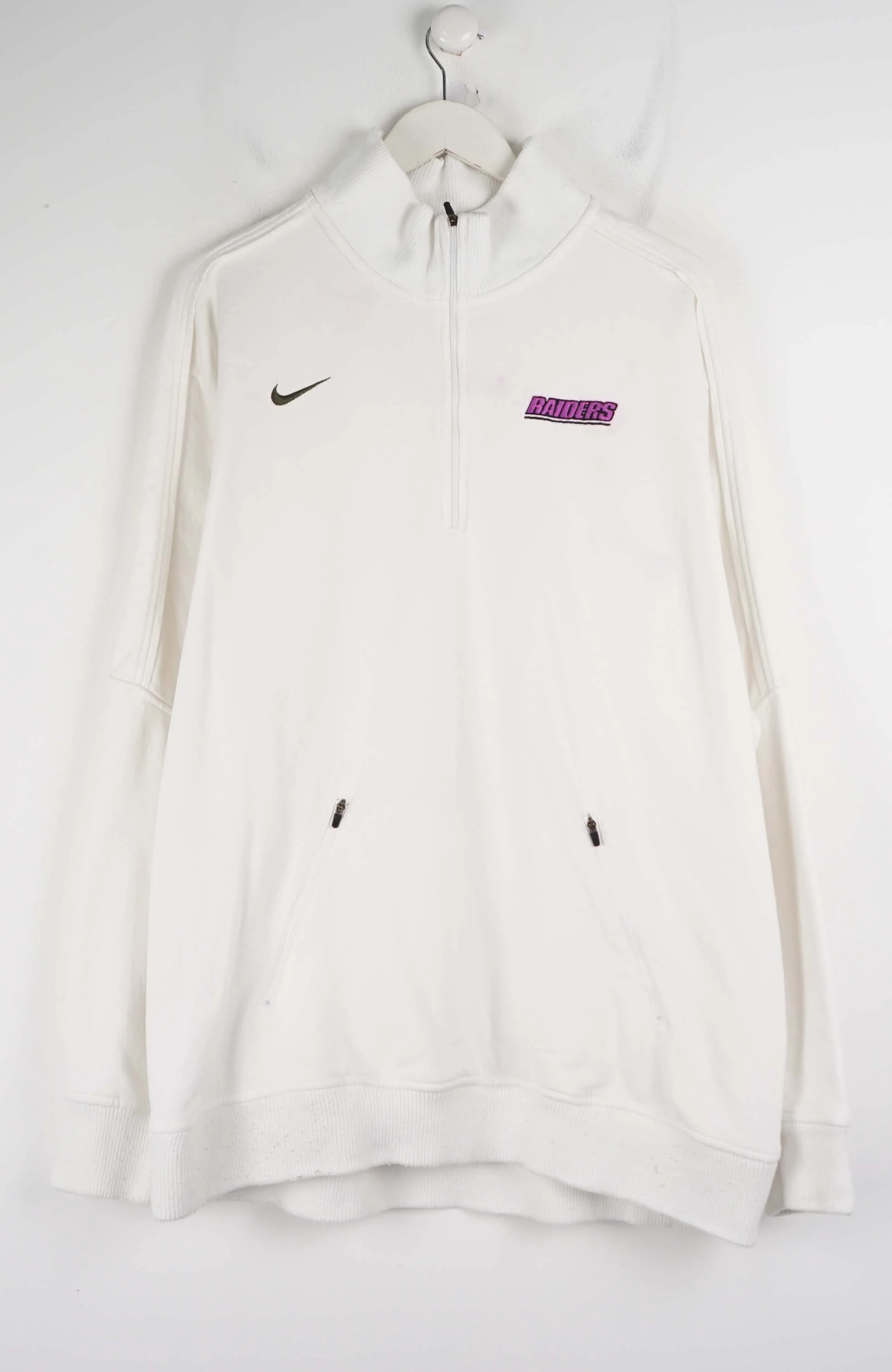 VINTAGE NIKE RAIDERS 1/4 ZIP SWEATER (XXL)